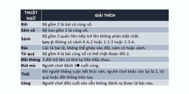 Người chơi phải hiểu rõ thuật ngữ trong game bài